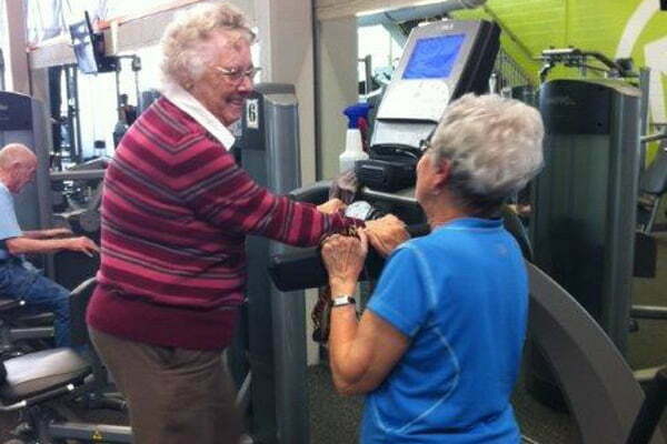 Senior Women walking on a treadmill