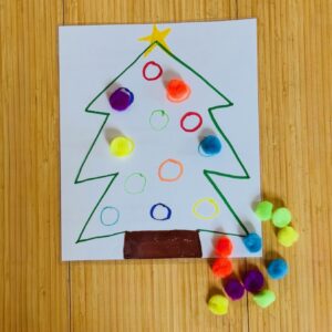 Tree with pom poms